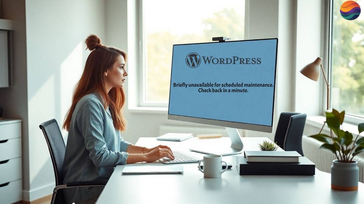 Modern workspace with a blank monitor, symbolizing clarity and the opportunity for troubleshooting WordPress update issues.