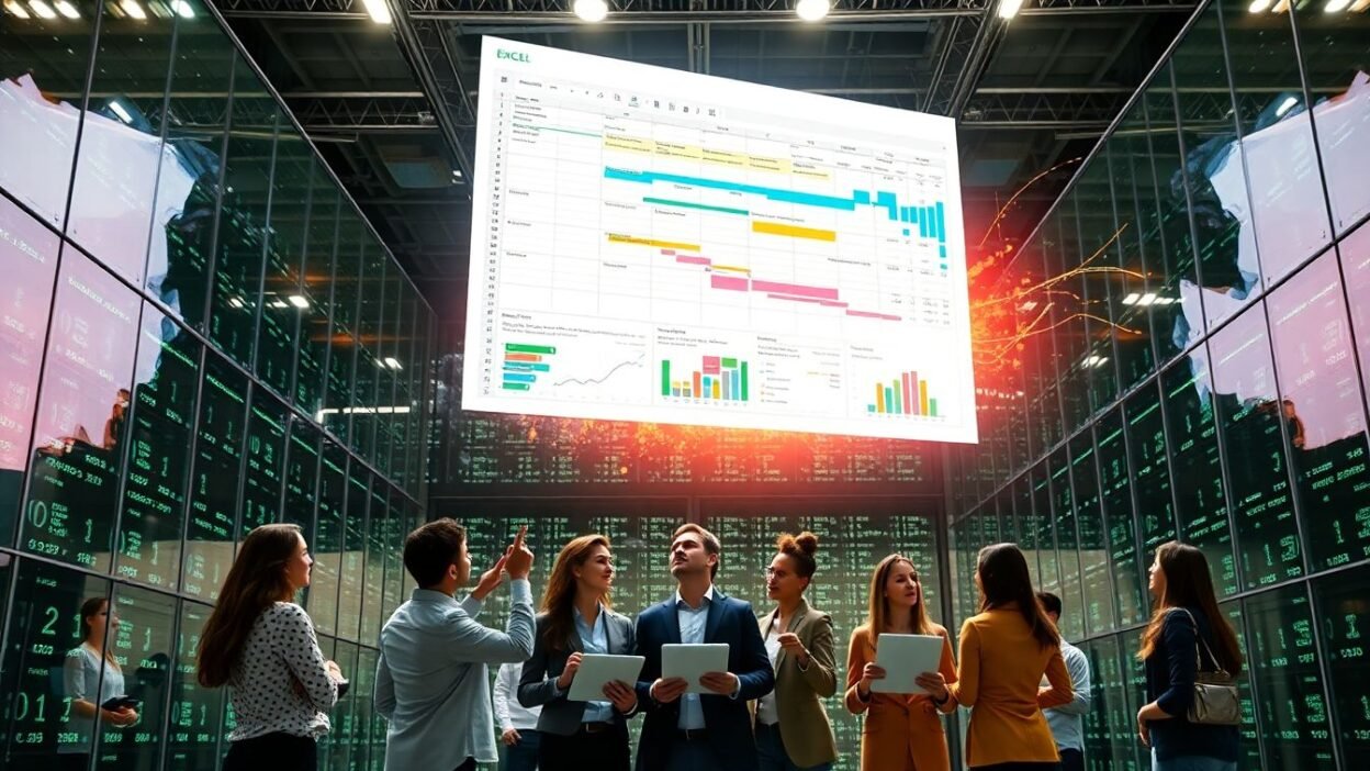 Professionals discovering hidden Excel shortcuts in a modern data center
